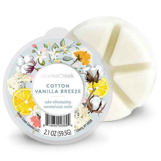 COTTON VANILLA BREEZE 6-Piece Wax Melt ***Odor Eliminator*** - Goose Creek Candle