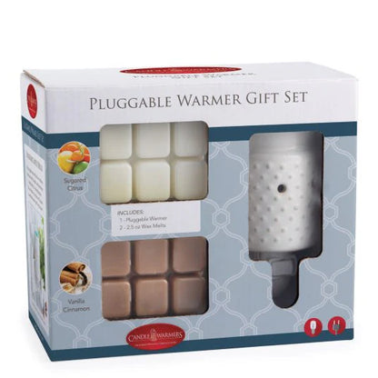 WHITE HOBNAIL PLUGGABLE FRAGRANCE WARMER GIFT SET - Candle Warmers Etc.