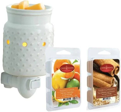 WHITE HOBNAIL PLUGGABLE FRAGRANCE WARMER GIFT SET - Candle Warmers Etc.