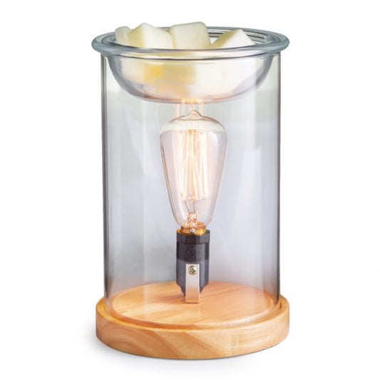 WOOD AND GLASS VINTAGE BULB ILLUMINATION FRAGRANCE WARMER - Candle Warmers, Etc